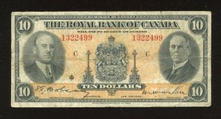 1935 Royal Bank Of Canada $10 Banknote - Ch 630 - 18 - 04a - Large Signatures