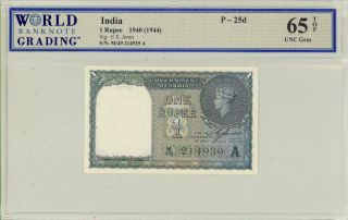 India 1 Rupee Currency Banknote 1940 - Choice Cu