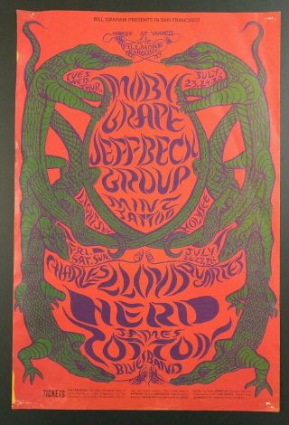 Bill Graham Presents Poster Bg 130 Fillmore Carousel Moby Grape Jeff Beck 1968