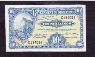 10 Shillings Fine - Vf Banknote From Gibraltar 1958 Pick - 17