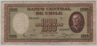Chile Banknote 1000 Pesos 8 - 7 - 1942 - Pick 99