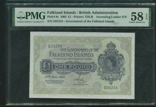 1982 1 Pound,  Pick - 8e,  Falkland Islands / British Aministration Pmg 58 Epq