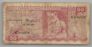 Congo Rwanda Burundi 50 Francs 1960 P4