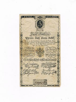 Austria Pa 38 5 Gulden 1 - 6 - 1806 Uniface Fine