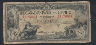1935 Canadian Bank Of Commerce 10 Dollars Chartered Bank Note