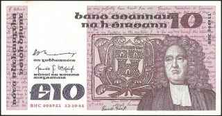 Central Bank Of Ireland 10 Pounds 1981 P:72a Aunc
