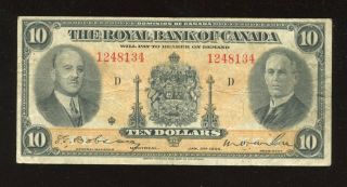 1935 Royal Bank Of Canada $10 Banknote - Ch 630 - 18 - 04a - Large Signatures Note
