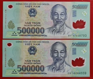 1 Million Vietnamese Dong - 500 000 Dong X2 - Lightly Circulated - Authentic