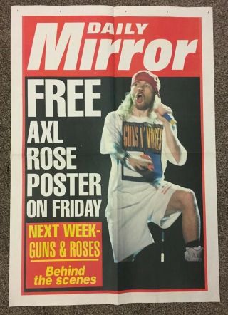 Daily Mirror Advertisement Poster For Guns N Roses Use Your Illusion