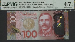 Tt Pk 195a 2015 - 16 Zealand Reserve Bank 100 Dollars Sir Nelson Pmg 67 Epq