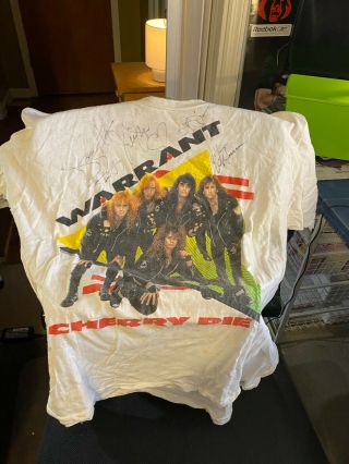 Brockum Warrant Cherry Pie Tour T - Shirt Autographed By Entire Band Osfa