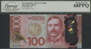 Tt Pk 195 2016 Zealand Reserve Bank 100 Dollars Lcg 68 Ppq Gem