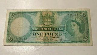 1954 Fiji 1 One Pound - World Banknote Currency