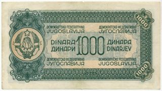 Yugoslavia - 1000 Dinara 1944.  P55a,  VF,  (Y046) 2