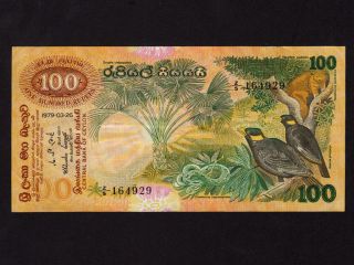 Ceylon (sri Lanka) :p - 88,  100 Rupees 1979 Crows,  Snake & Myna Vf - Ef