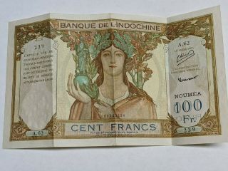 Indochina Noumea Caledonia 100 Francs A.  62,  20 Vingt Francs Banknote