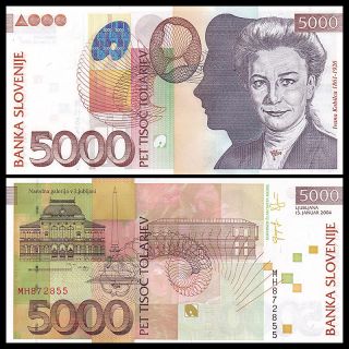 Slovenia 5000 5,  000 Tolarjev,  2004,  P - 33b,  Unc