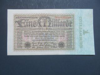 Germany 1923 - 1 Milliarden (billion) Mark - Reichsbanknote - Gem Unc