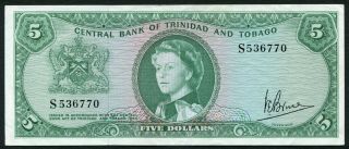 Trinidad & Tobago 5$ 1964 Young Qeii P27c Signature 3 Xf