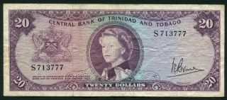Trinidad & Tobago 20$ 1964 Young Qeii P29c Signature 3 F