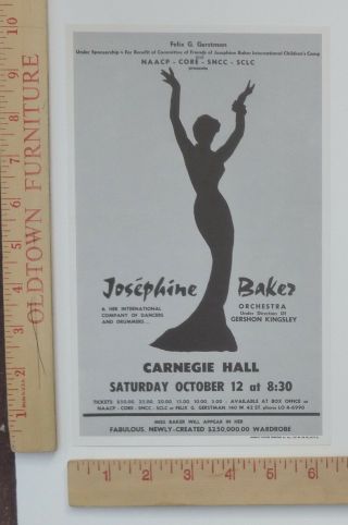 Josephine Baker Jazz Concert Handbill Carnegie Hall York City 1963