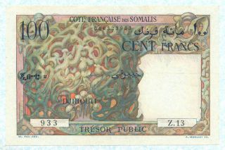 French Somaliland 100 Francs 1952 P26 Xf