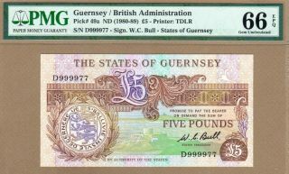 Guernsey: 5 Pounds Banknote,  (unc Pmg66),  P - 49a,  1980 - 89,