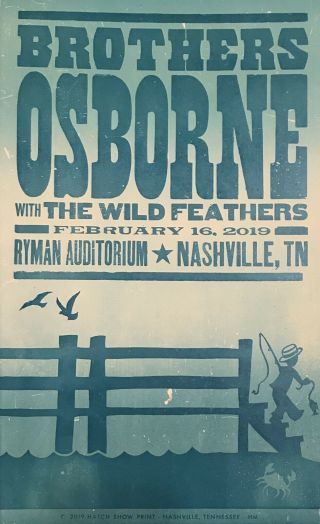 Brothers Osborne - Hatch Show Print - Ryman Auditorium - Poster - (night 3 Of 3)