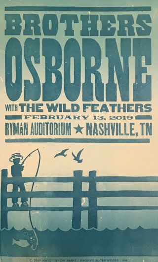 Brothers Osborne - Hatch Show Print - Ryman Auditorium - Poster - (night 1 Of 3)