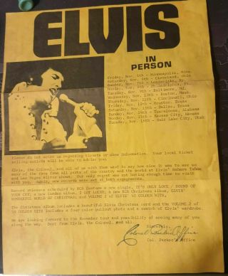 Elvis Presley A Typed Letter From Col Parker 