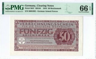 Germany 50 Reichsmark Pm41 1944 Pmg 66 Epq S/n 8683492