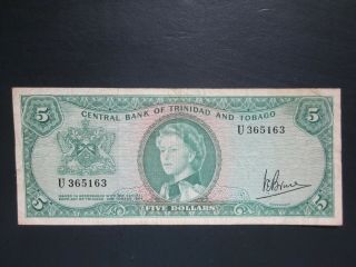 Trinidad & Tobago 5 Dollars 1964 Sign.  3 P - 27c Banknote Paper Money