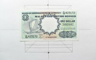 Craziem World Bank Note - 1959 Malaya & British Borneo 1 Dollar - M17