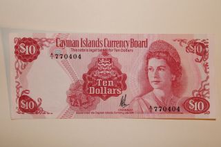 Cayman Islands 1974 $10.  00 Ten Dollar Bill Currency Board