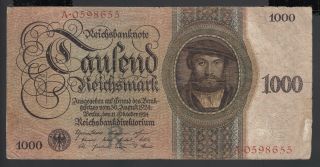 Germany 1000 Reichsmark 1924 Good P.  179,  Banknote,  Circulated