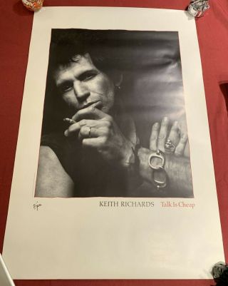 1988 Keith Richards Talk Is 24x36 " Virgin Promo Music Poster Fvf 7.  0