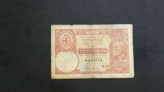 Bank Of Sarawak,  10 Cents 1940,  F