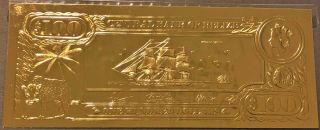 Belize $100 First Gold Bank Notes 22k " Fishburn " W/ Presentation Card