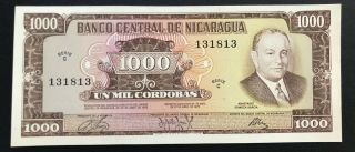 Nicaragua P128a 1000 Cordobas 1972 Unc Serie C