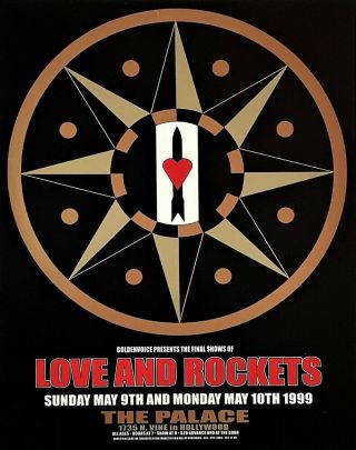Love And Rockets Poster The Palace 99 Firehouse Silkscreen Ron Donovan Hollywood