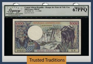 Tt Pk 10 1980 - 84 Central African Rep 1000 Francs Buffalo Lcg 67q 2 Of 2