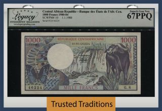 Tt Pk 10 1980 - 84 Central African Rep 1000 Francs Buffalo Lcg 67q 1 Of 2