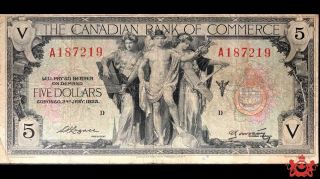 1935 The Canadian Bank Of Commerce 5$ A187219 - Vf - T2 Arscott