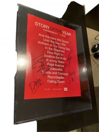 Story Of The Year Signed Concert Poster Page Avenue Transmission 3 8.  5x11