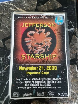 Jefferson Starship Autographed Pipeline Cafe Honolulu Concert Poster 11x17