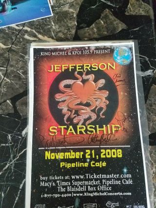 Jefferson starship Autographed Pipeline cafe Honolulu concert poster 11x17 2