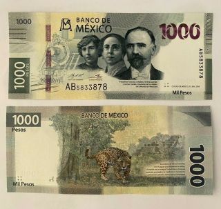 Mexico 2020 Banknote 1000 Pesos Printed 2019 Unc Ab Prefix