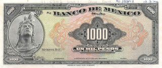 México 1000 Pesos 12.  3.  1974 Archival Front Proof Special Uncirculated Banknote