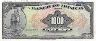 México 1000 Pesos 28.  2.  1974 Archival Front Proof Special Uncirculated Banknote