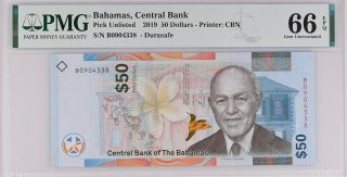 Bahamas 50 Dollars 2019 P Gem Unc Pmg 66 Epq